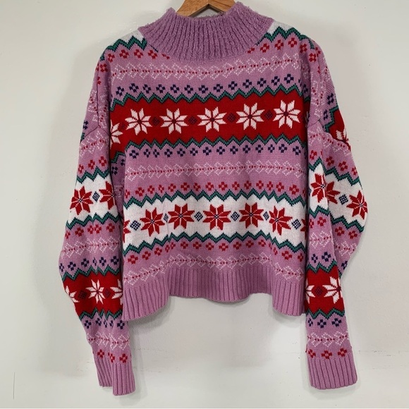 35 Degrees Y2K Lavender Snowflake Print Christmas Knitted Sweater Size XXL - Picture 1 of 6